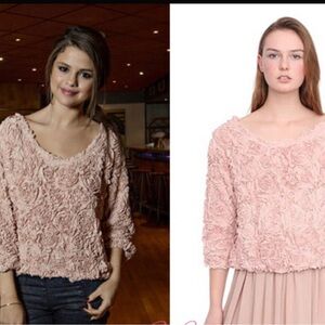 American Apparel Textured Mesh Rose Pink Sweater Lana Del Rey Selena Gomez OS